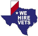 We Hire Vets logo with texas state image