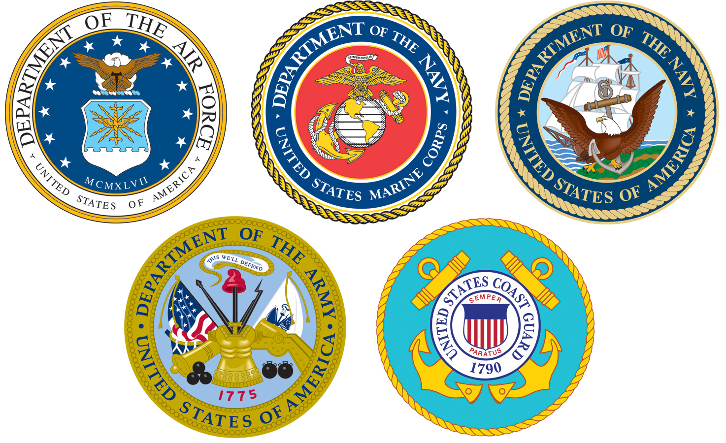 Veteran Resources logos of all 5 branches of the US military